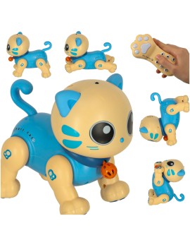 Kot kotek interaktywny zdalnie sterowany na pilota RC robot skacze niebieski