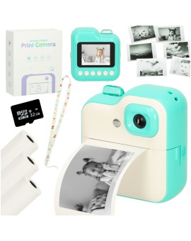 Aparat fotograficzny natychmiastowy drukarka termiczna + wkłady karta 32GB zielony