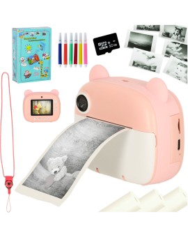 Aparat fotograficzny natychmiastowy drukarka termiczna + wkłady karta 32GB różowy miś
