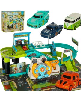 Tor samochodowy parking interaktywny z kierownicą wyścigowy