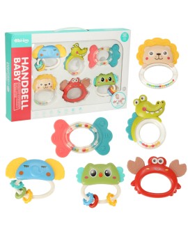 Grzechotki gryzaki zwierzątka zabawki sensoryczne ząbkowanie 6 el. Bibi-inn