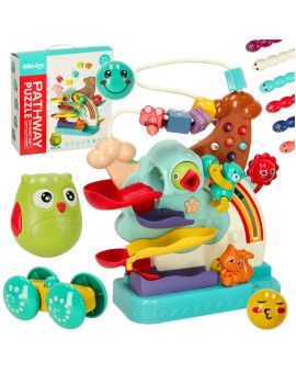 Zabawka interaktywna Montessori tor kulkowy gra magnetyczna wielofunkcyjna sówka 5w1 Bibi-inn