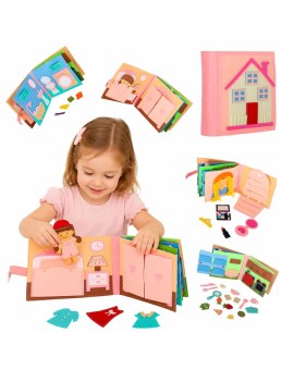 Książeczka sensoryczna edukacyjna filcowa 3D manipulacyjna ruchome elementy dom