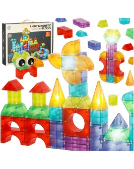 Klocki magnetyczne konstrukcyjne świecące elementy figury 3D 134 el.