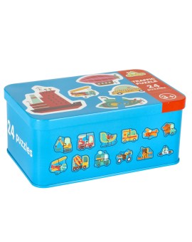 Puzzle dla dzieci układanka w puszce pojazdy 48 puzzli 24 obrazki Kik Sp. z o. o. Sp. k. | Time- 2