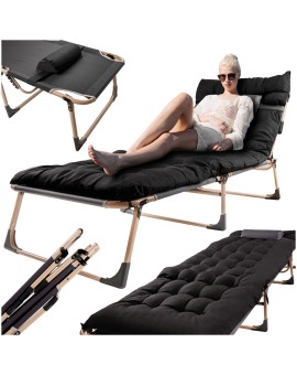 Łóżko turystyczne LUARO składane polowe biznesowe 193 cm czarny