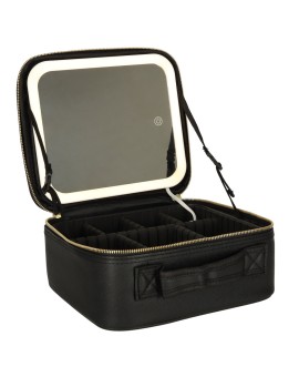 Kosmetyczka organizer na kosmetyki biżuterię kuferek z lusterkiem LED czarny Kik Sp. z o. o. Sp. k. | Time- 2