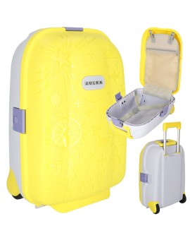 Walizka podróżna kabinowa dla dzieci na kółkach LED bagaż podręczny z imieniem żółty