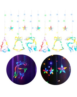 Lampki LED kurtyna renifer dzwonek mix świąteczne choinkowe 2,5m 138LED multikolor 8 trybów świecenia IP44