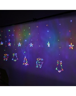 Lampki LED kurtyna renifer dzwonek mix świąteczne choinkowe 2,5m 138LED multikolor 8 trybów świecenia IP44 Kik Sp. z o. o. Sp. k