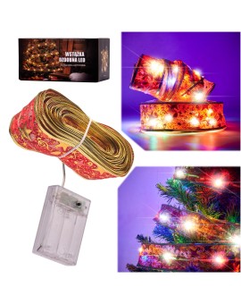 Wstążka ozdobna taśma LED 10m 100LED lampki choinkowe ozdoba świąteczna multikolor na baterie