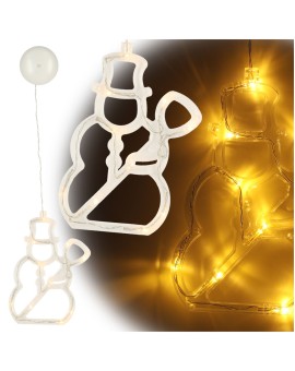 Lampki LED wisząca dekoracja świąteczna okna bałwanek 49cm przyssawka 10 LED