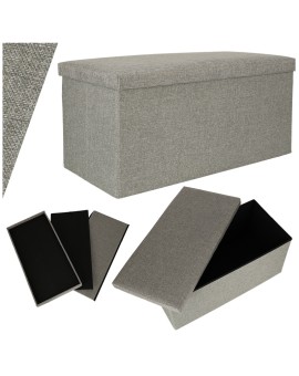Puf składany ze schowkiem otwierany do siedzenia podnóżek szary duży 76x38x38cm