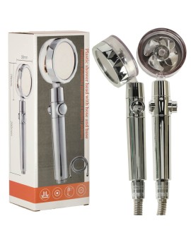 Słuchawka prysznicowa z turbiną + wąż srebrna zestaw