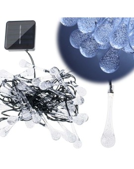 Lampki solarne ogrodowe łezki 6,5m 30LED zimny biały