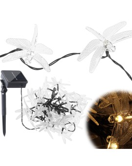 Lampki ogrodowe solarne ważki 6,5m 30LED ciepły biały