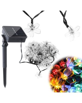 Lampki ogrodowe solarne kwiatki 7m 50LED multikolor