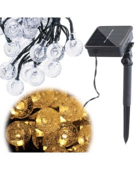 Lampki ogrodowe solarne kulki 7m 50LED ciepły biały