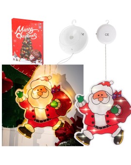 Lampki LED wisząca ozdoba dekoracja okna świąteczna przyssawka Mikołaj z prezentami