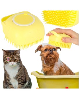 Szczotka silikonowa czyścik myjka do mycia psów kotów z dozownikiem żółta