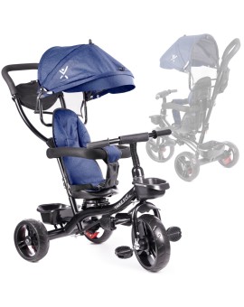 Rowerek trójkołowy Trike Fix Lite rower spacerówka 3w1 obracany 360 wolne koło granatowy