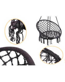 Huśtawka LUARO fotel bocianie gniazdo czarne 80cm 150kg Kik Sp. z o. o. Sp. k. | Time- 2