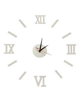 Zegar Ścienny naklejany DIY 3D regulowany rzymski srebrny 130cm