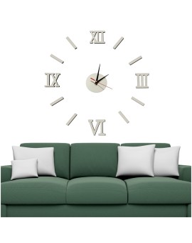 Zegar Ścienny naklejany DIY 3D regulowany rzymski srebrny 130cm Kik Sp. z o. o. Sp. k. | Time- 2