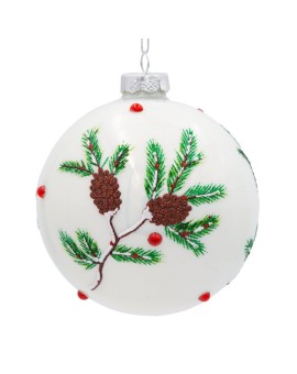 Bombka Choinkowa Szklana O 10 Cm Biały