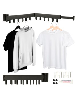 Suszarka na pranie wieszak ścienny naścienny składany teleskopowy czarny 12 haczyków 90cm