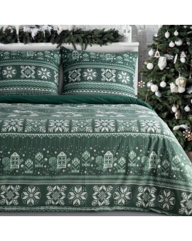 świąteczny Komplet Pościeli Clover 160 X 200 Cm Ciemnozielony
