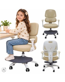 Krzesło do biurka dla dziecka fotel ergonomiczny obrotowy regulowany beżowy