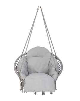 Huśtawka ogrodowa LUARO bocianie gniazdo z poduszką XXL szare 80cm 150kg