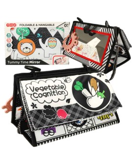 Książeczka mata sensoryczna kontrastowa do łóżeczka lusterko gryzak