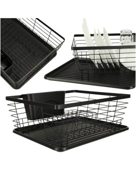 Suszarka do naczyń ociekacz na naczynia sztućce taca czarna