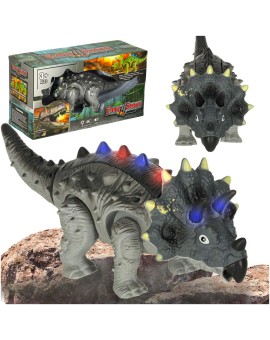 Dinozaur Triceratops zabawka interaktywna na baterie chodzi świeci ryczy