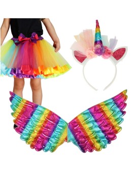 Kostium strój karnawałowy przebranie jednorożec spódnica opaska z rogiem skrzydła