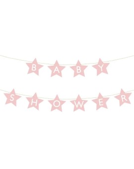Baner napis na baby shower gwiazdki jasnoróżowe 290cm x 16,5cm