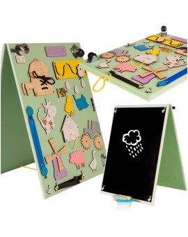 Tablica manipulacyjna drewniana dwustronna farma zielona 28 x 37,5 x 50 cm "3Toysm" Dzięgielewski Tomasz | Time- 2