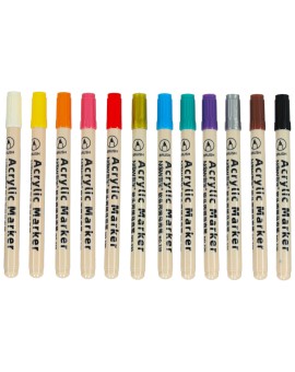 Markery akrylowe do tkanin kamieni pisaki flamastry mazaki wodoodporne DIY 12 szt.