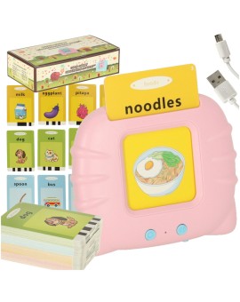 Nauka języka angielskiego czytnik kart do nauki słówek fiszki różowy