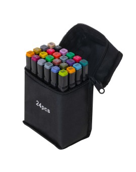 Markery dwustronne mazaki alkoholowe w etui 24 + podstawka