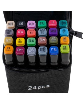 Markery dwustronne mazaki alkoholowe w etui 24 + podstawka Kik Sp. z o. o. Sp. k. | Time- 2