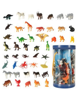 Figurki zwierzęta morskie dzikie zagrodowe dinozaury zestaw mix 48sztuk