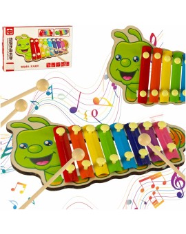 Cymbałki drewniane kolorowe dla dzieci szkolne edukacyjne pałki pałeczki gąsienica