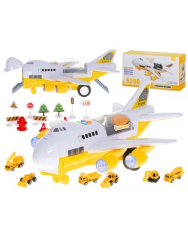 Transporter samolot + 6 aut pojazdy budowlane bok/przód