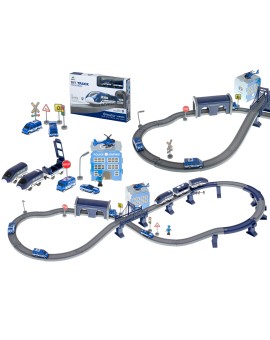 Kolejka elektryczna pociąg policja autka 92 elementy ~300cm