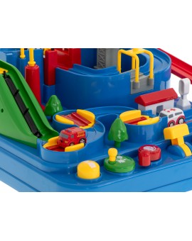 Tor przeszkód interaktywny samochodowy wyścigi parking 3 pojazdy straż radiowóz ambulans, 1 helikopter 32x32cm XXL Kik Sp. z o. 