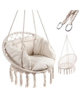Huśtawka LUARO fotel bocianie gniazdo z poduszką ecru 80cm 150kg