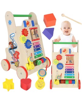 Pchacz dla dziecka chodzik drewniany kostka edukacyjna 6w1